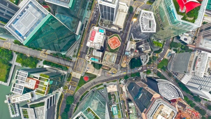 新加坡金融中心商务区大楼鸟瞰俯视图_3840X2160_高清视频素材下载(编号:6020361)_实拍视频